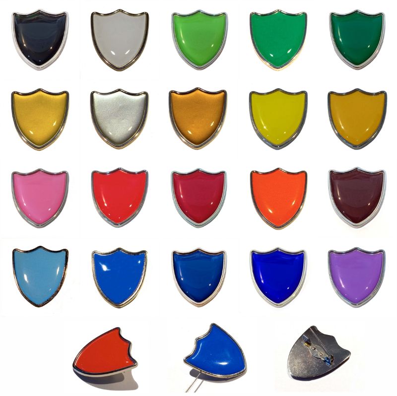 Silver shield badge